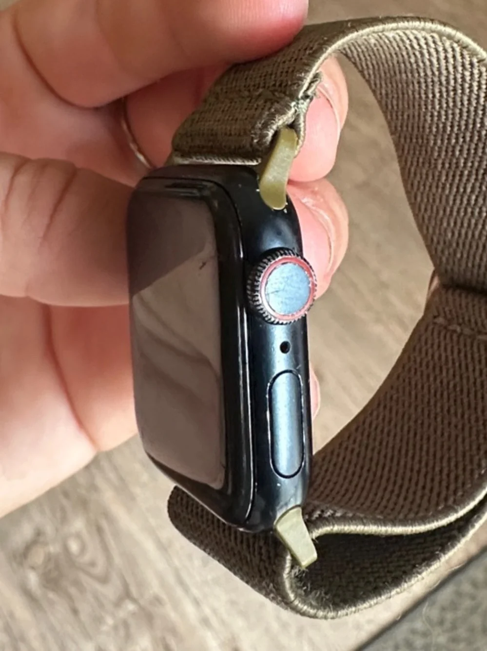 Smartwatch with Olive Green Fabric Loop Band